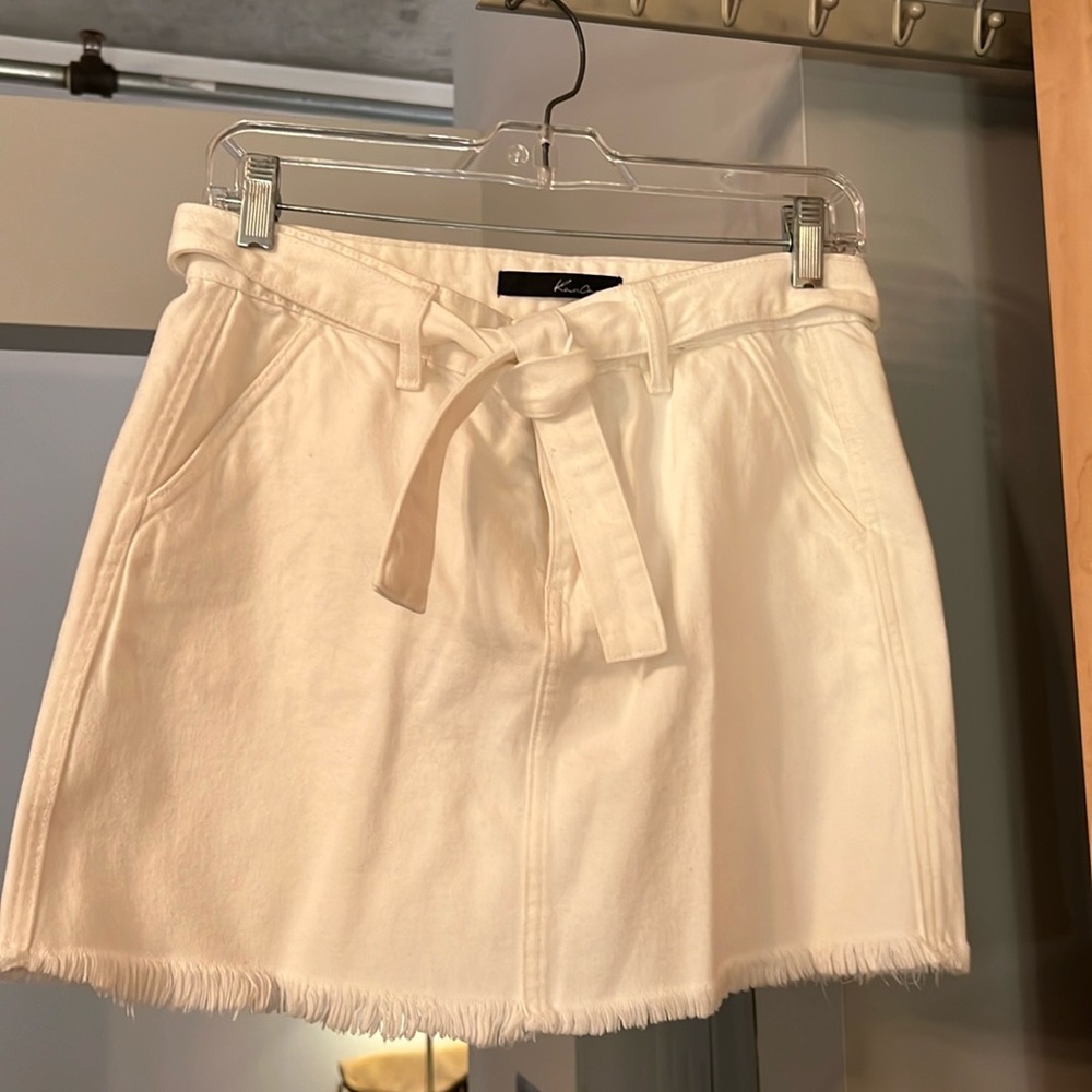 White soft denim skirt